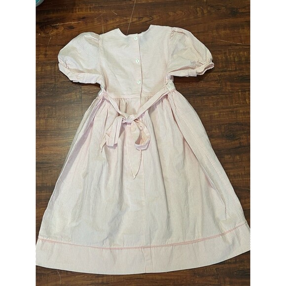 Vintage Allison Rose Pink Striped Dress - Embroidered, Cutout Lace, 6X - Picture 5 of 7